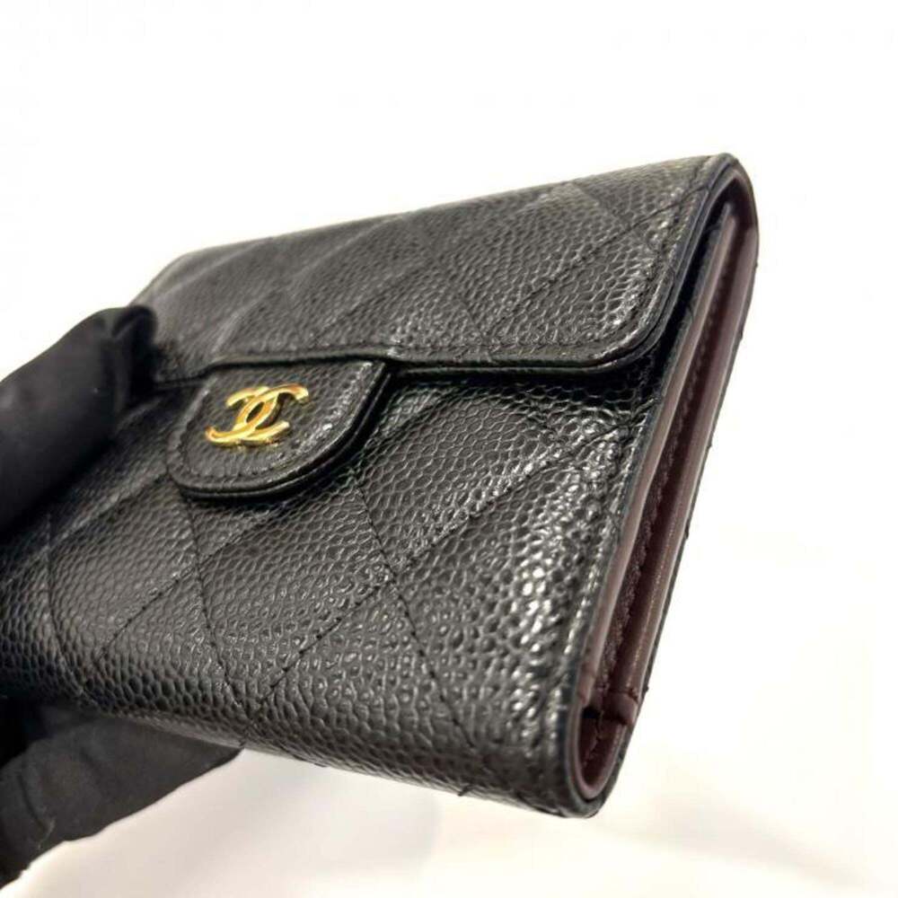 CHANEL Black Caviar Leather Logo Wallet - Picture 5 of 10